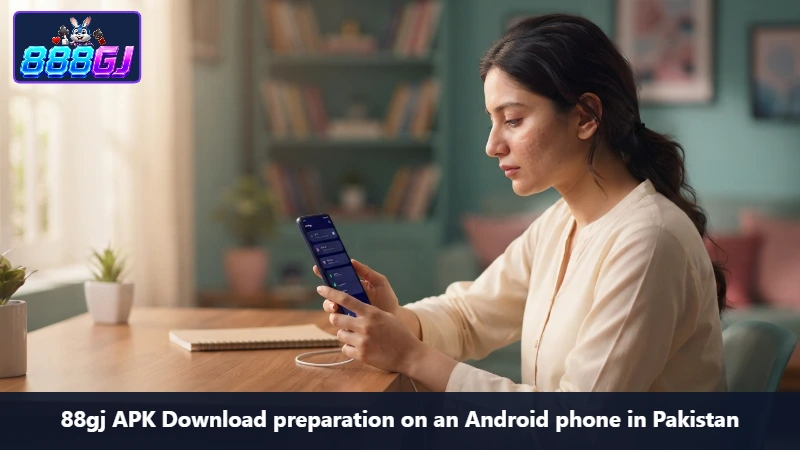 88gj APK Download preparation on an Android phone in Pakistan