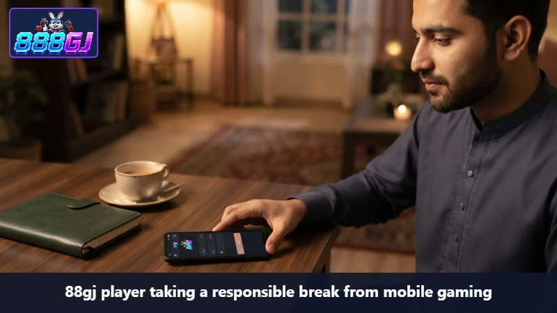 88gj player taking a responsible break from mobile gaming